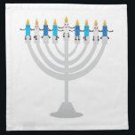 Funny Hanukkah menorah and candles Napkin<br><div class="desc">Funny Hanukkah illustration,  Cute candles characters sitting on Hanukkah menorah</div>
