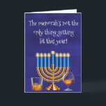 Funny Hanukkah Menorah Cocktails Drinking Holiday Card<br><div class="desc">This design was created from my one-of-a-kind fluid acrylic painting. It may be personalised by clicking the customise button and changing the name, initials or words. You may also change the text colour and style or delete the text for an image only design. Contact me at colorflowcreations@gmail.com if you with...</div>