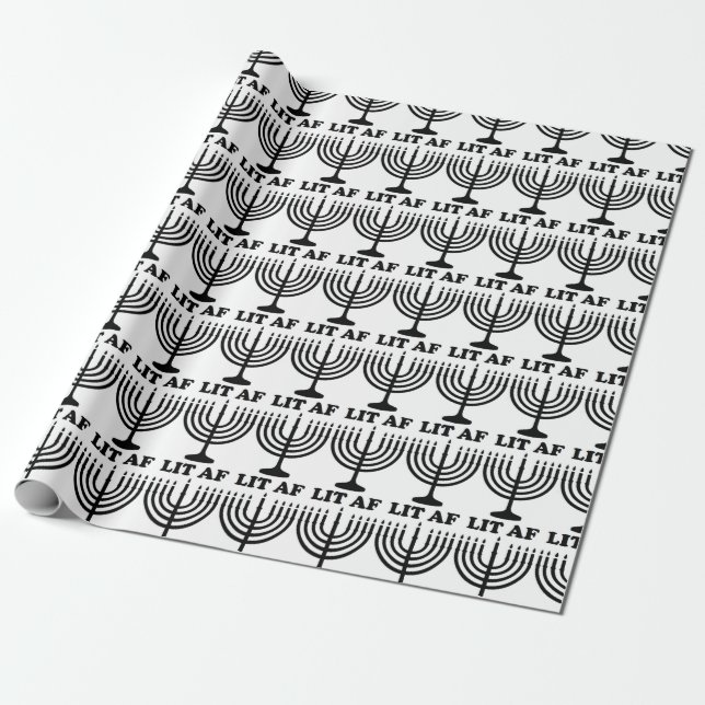 Funny Hanukkah menorah lit af xmas Wrapping Paper (Unrolled)