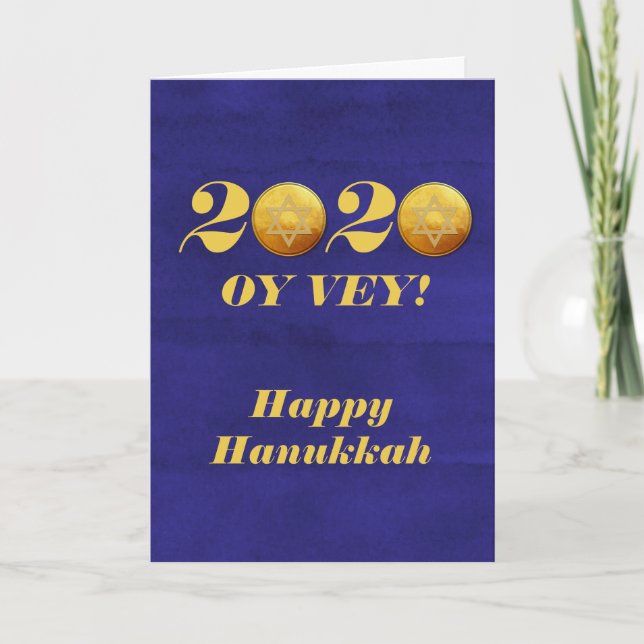 Funny Hanukkah Oy Vey 2020 Gelt Coin Holiday Card (Front)