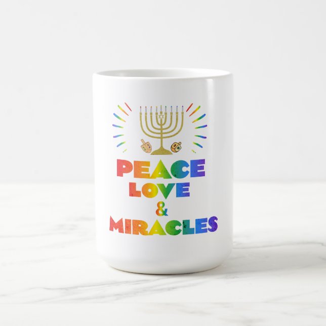 funny Hanukkah Peace Love & Miracles   Coffee Mug (Center)