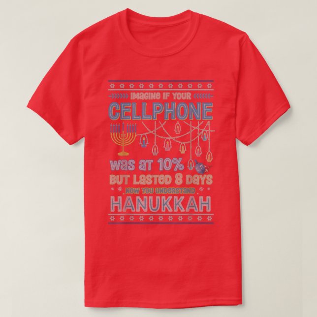 Funny Hanukkah Quotes Saying Cellphone Baterry for T-Shirt (Design Front)