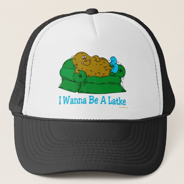 FUNNY HANUKKAH SHIRT 'IWANT TO BE A LATKE' TRUCKER HAT (Front)