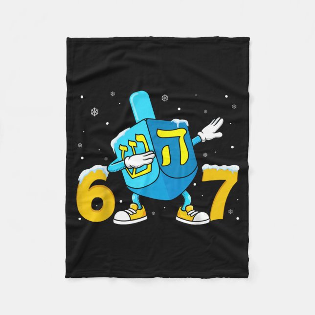 Funny Hanukkah Six Seven Chanukah Dreidel Dabbing  Fleece Blanket (Front)