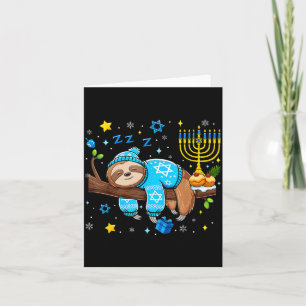 Funny Hanukkah Sloth Jewish Chanukah Sleeng Hanukk Card