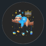 Funny Hanukkah Sloth Jewish Chanukah Sleeng Hanukk Classic Round Sticker<br><div class="desc">Funny Hanukkah Sloth Jewish Chanukah Sleeng Hanukkah Pjs</div>