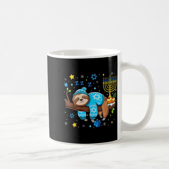 Funny Hanukkah Sloth Jewish Chanukah Sleeng Hanukk Coffee Mug (Right)