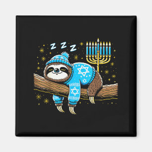 Funny Hanukkah Sloth Jewish Chanukah Sleeng Hanukk Magnet