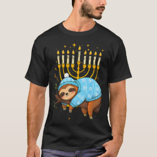Funny Hanukkah Sloth Jewish Chanukah Sleeping Hanu T-Shirt