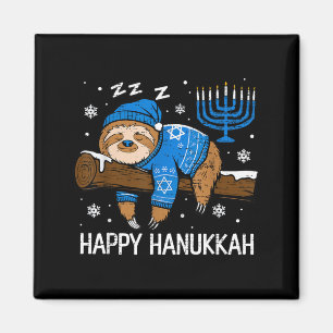 Funny Hanukkah Sloth Sleeping Chanukah Jewish Men Magnet