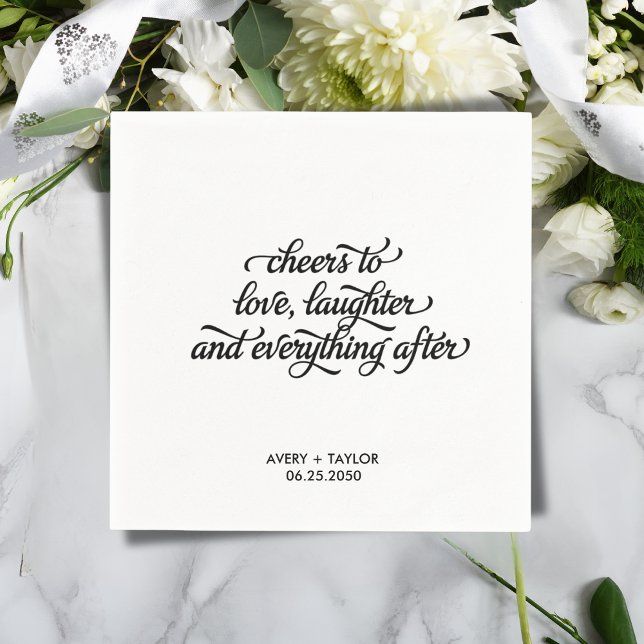 Funny Happily Ever After Wedding Napkins (Calligraphic Script Funny Saying Wedding Napkins)