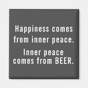 Funny Happiness Beer Definition Grey and White  Magnet