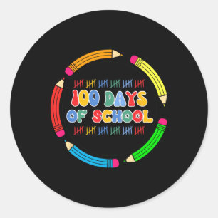 Funny Happy 100 Days Of School Art For Men Women K Classic Round Sticker