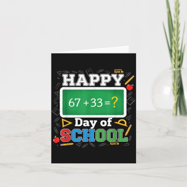 Funny Happy 100 Days Of School Math Teacher Six Se Card (Front)