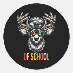 Funny Happy 100th Day 100 Days Of School Deer Girl Classic Round Sticker