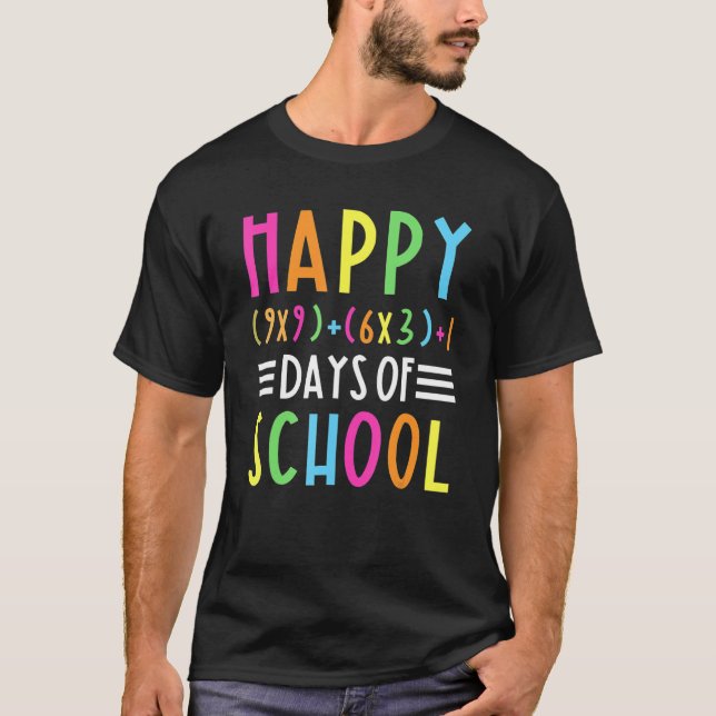 Funny Happy 100th Day Of School Math Formula Teach T-Shirt (Front)
