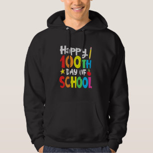 Funny Happy 100th Day Of School Teacher Rainbow Hoodie
