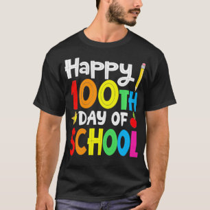 Funny Happy 100th Day Of School Teacher Rainbow  T-Shirt
