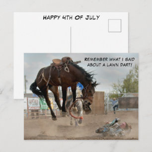 Funny Happy 4th Of July Rodeo Saddle Bronc Event Postcard