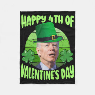 Funny Happy 4th Of Valentine’s Day Biden Humor Rep Fleece Blanket