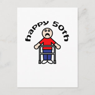 Funny, "Happy 50th" Mens Walker Postcard