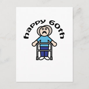 Funny, "Happy 60th" old woman design Postcard