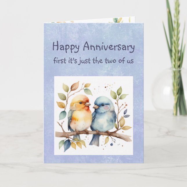 Funny Happy Anniversary Sweetheart Cute Lovebirds Card (Front)