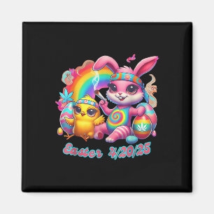 Funny Happy April 20 2025 Easter Bunny Chick Cute Magnet