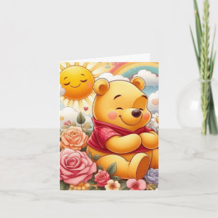 Funny happy birthday bear sun rose card