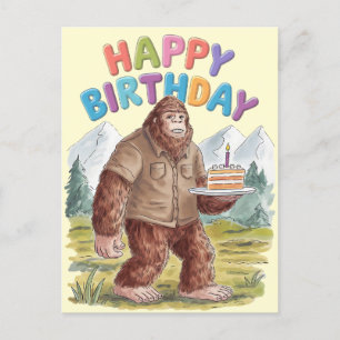 Funny Happy Birthday BigFoot Sasquatch Postcard