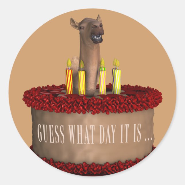 Funny Happy Birthday Camel Classic Round Sticker (Front)
