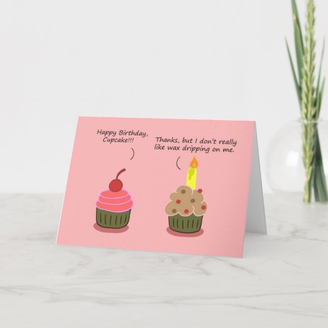 Funny Happy Birthday Card: Cupcake Candle Woes Card (Front)