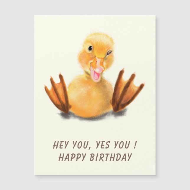 Funny Happy Birthday Card Playful Duck - Smile (Front)