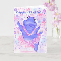 Funny Happy Birthday Card Prima Ballerina Hippo