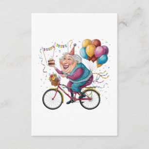 Funny Happy Birthday Grandma Gift Cycling Granny Enclosure Card