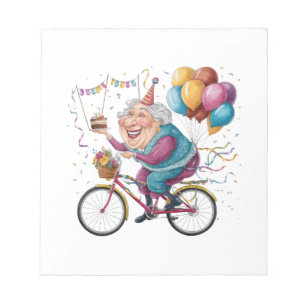 Funny Happy Birthday Grandma Gift Cycling Granny Notepad