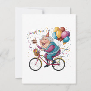 Funny Happy Birthday Grandma Gift Cycling Granny Thank You Card