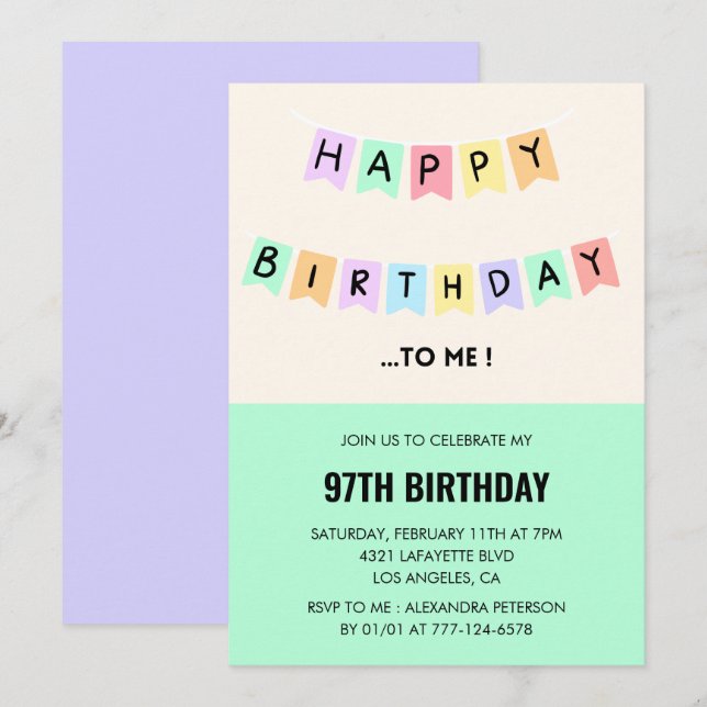 Funny Happy Birthday Humour 97th birthday Invitation (Front/Back)