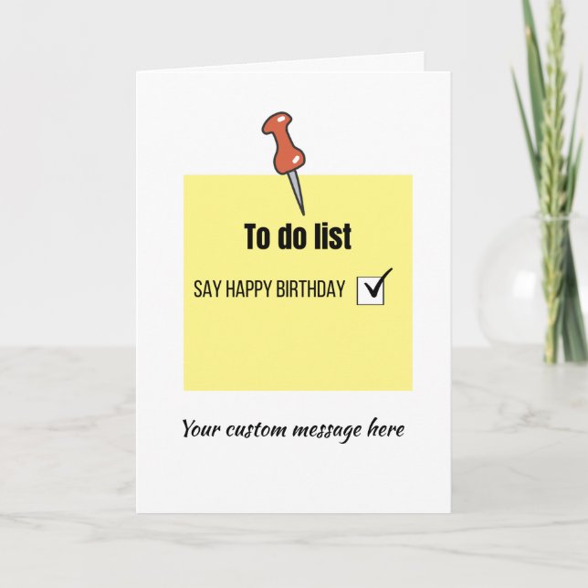 Funny Happy Birthday Post-it Note Card (Front)
