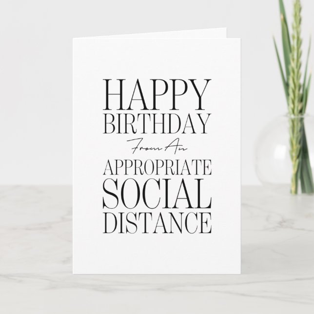 Funny Happy Birthday Social Distance Birthday Card (Front)