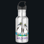 Funny, happy blue footed boobies dancing cartoon 532 ml water bottle<br><div class="desc">We love blue footed boobies! These comical goofy sea birds with their bright blue webbed feet are just fun! All drawn in cartoon style!</div>