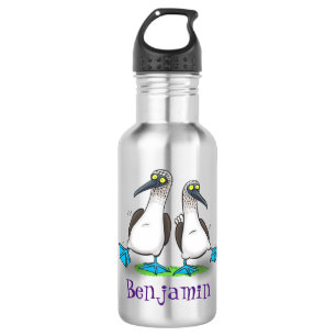 Funny, happy blue footed boobies dancing cartoon 532 ml water bottle