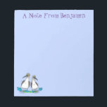 Funny, happy blue footed boobies dancing cartoon notepad<br><div class="desc">We love blue footed boobies! These comical goofy sea birds with their bright blue webbed feet are just fun! All drawn in cartoon style!</div>