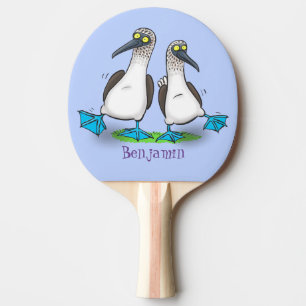 Funny, happy blue footed boobies dancing cartoon ping pong paddle