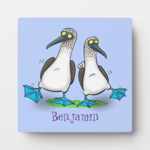Funny, happy blue footed boobies dancing cartoon plaque