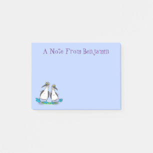 Funny, happy blue footed boobies dancing cartoon post-it notes