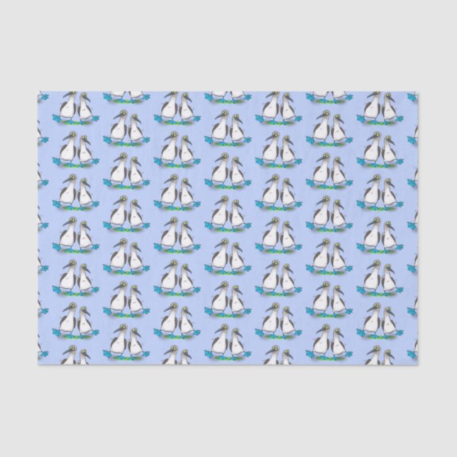Funny, happy blue footed boobies dancing cartoon tissue paper (Front)