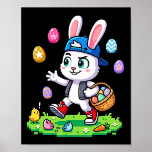 Funny Happy Bunny Egg Hunt Toddler Kids Outfit Boy Poster