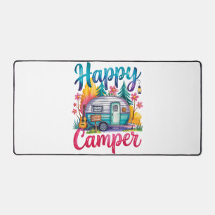 Funny Happy Camper Camping Apparel Trailer RV Kids Desk Mat