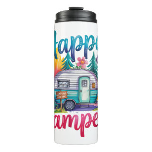 Funny Happy Camper Camping Apparel Trailer RV Kids Thermal Tumbler